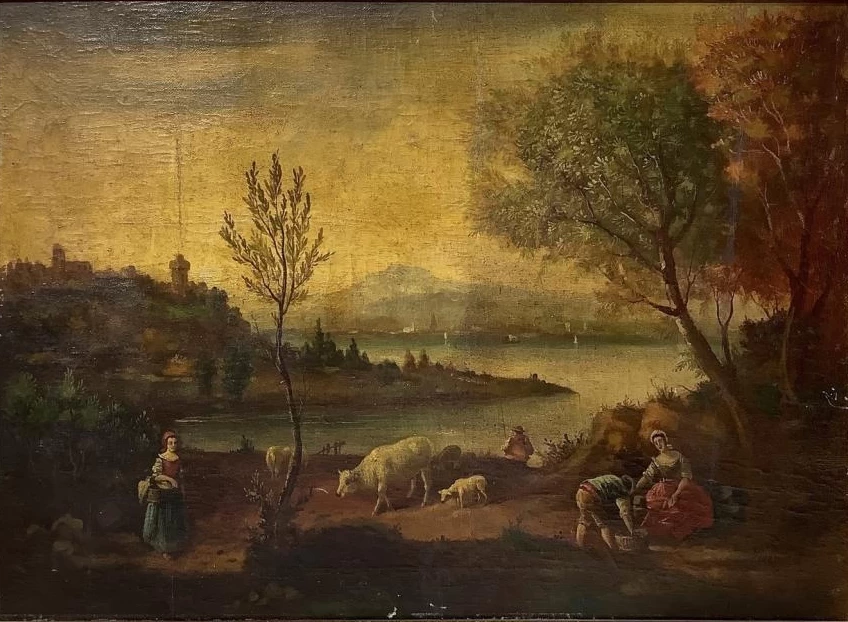 Paesaggio con villaggio